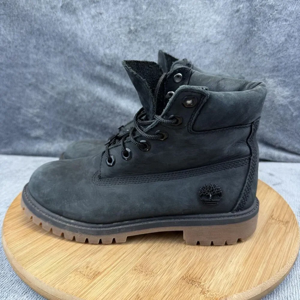 Timberland Boots Boys Size 4.5 Black Waterproof Nubuck Hiking Winter A62W3